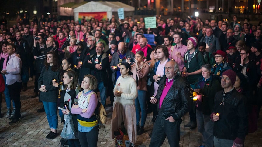 The vigil in Melbourne's Federation Square