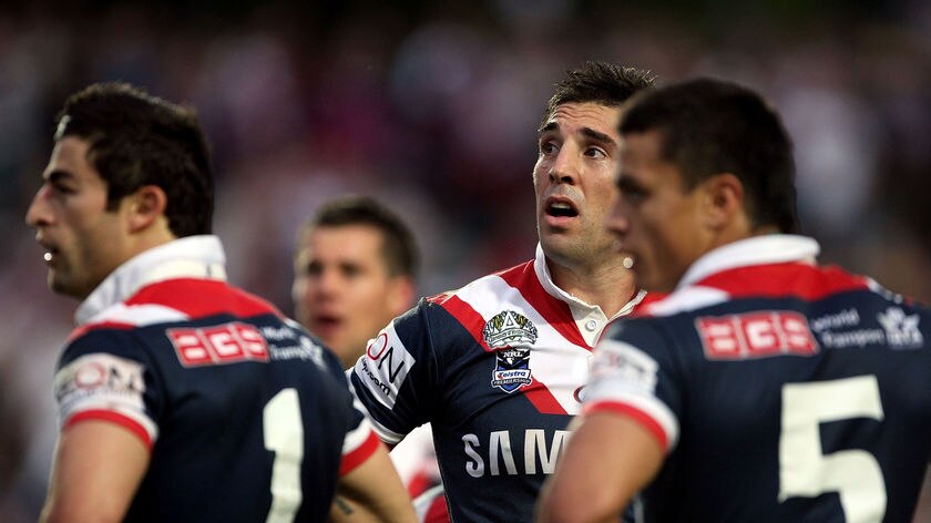 Career Rooster...Braith Anasta (c) reckons Anthony Minichiello (l) deserves reward for his loyalty.