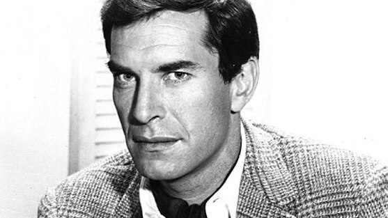 A black and white publicity photo of Martin Landau for TV show Mission: Impossible.