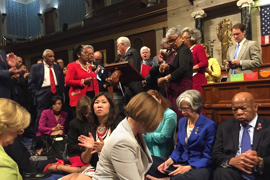 Members of US House of Reps sit-in