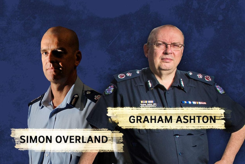 Graham Ashton, the current Victorian Police Chief Commissioner and the former commissioner, Simon Overland.