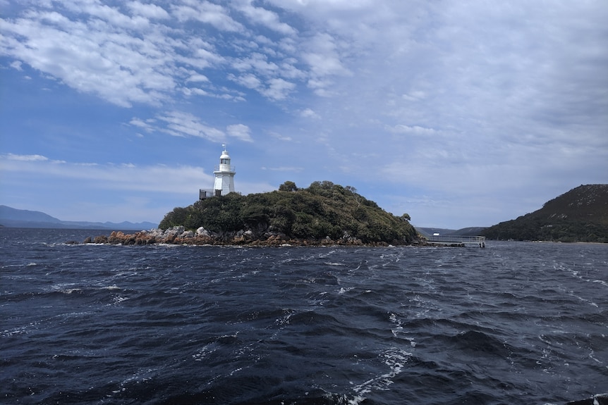 An island in Macquarie Harbour.