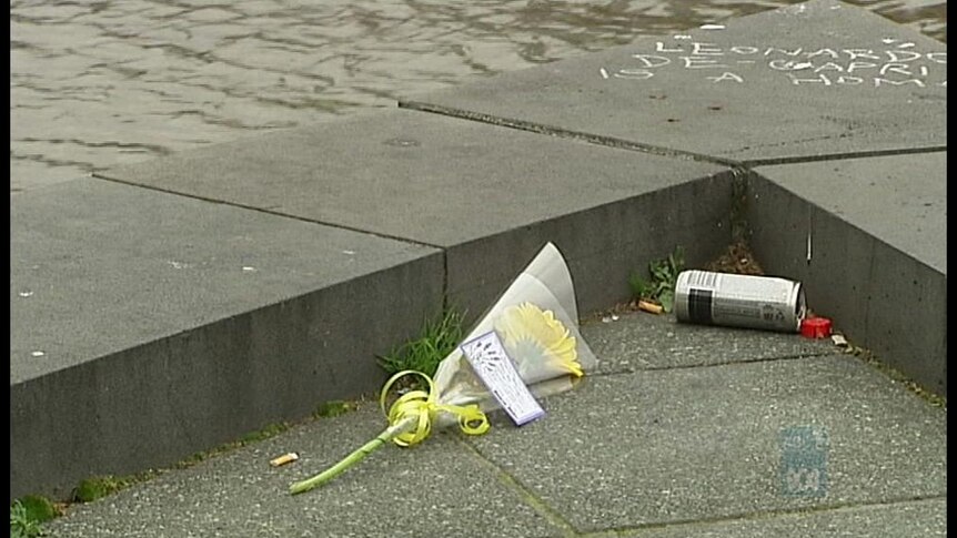 Flowers have been left at the scene of the drowning.