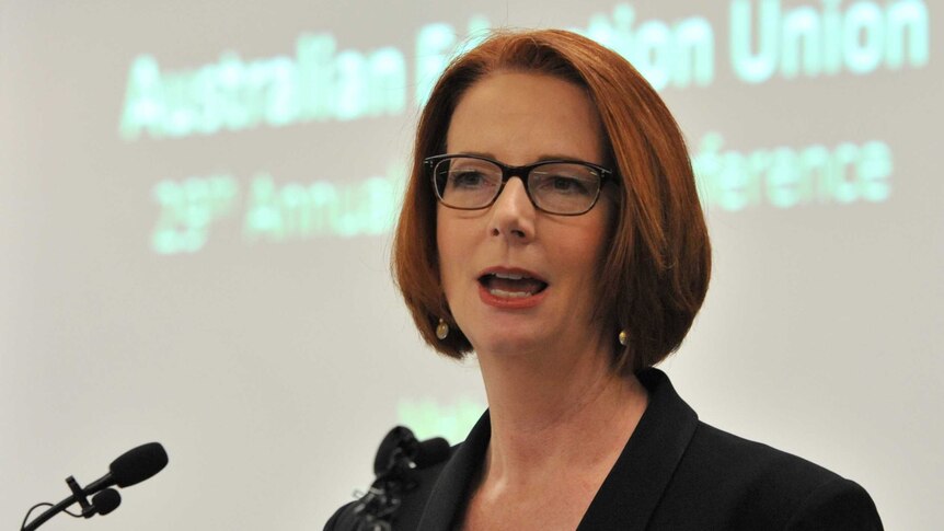 Julia Gillard addresses the Australian Education Union annual conference