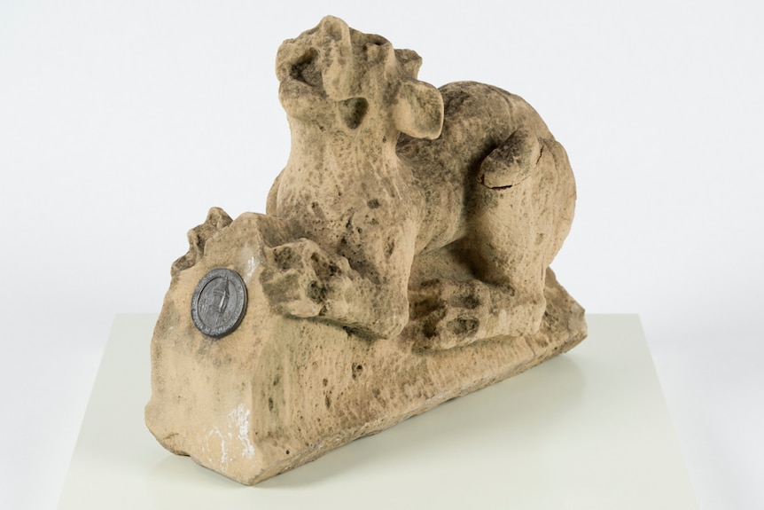 Stone grotesque from the House of Commons donated to the Commonwealth Government in 1983.