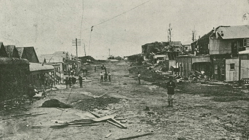 photo of a street with damaged buildings from 1918