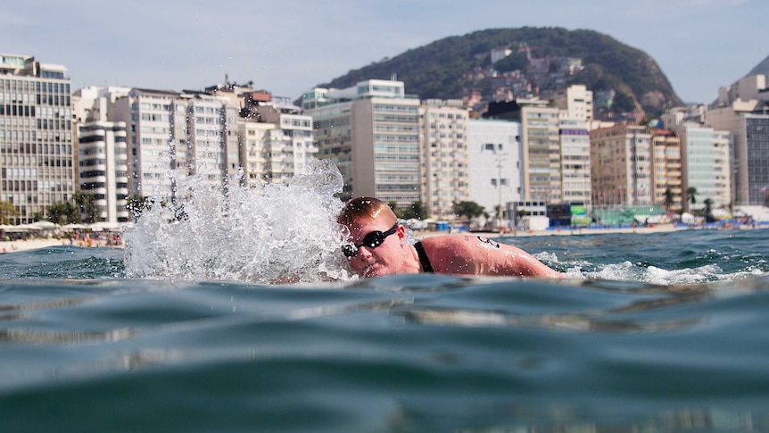 Jarrod Poort swims in marathon swimming in Rio