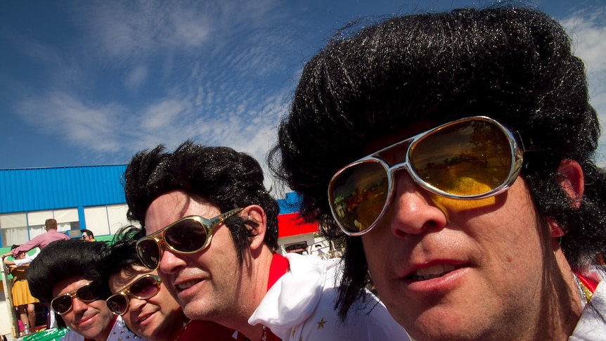Four Elvis impersonators in Parkes