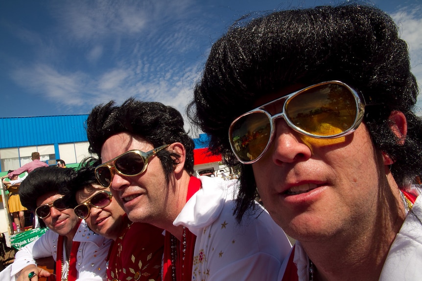 Four Elvis impersonators in Parkes