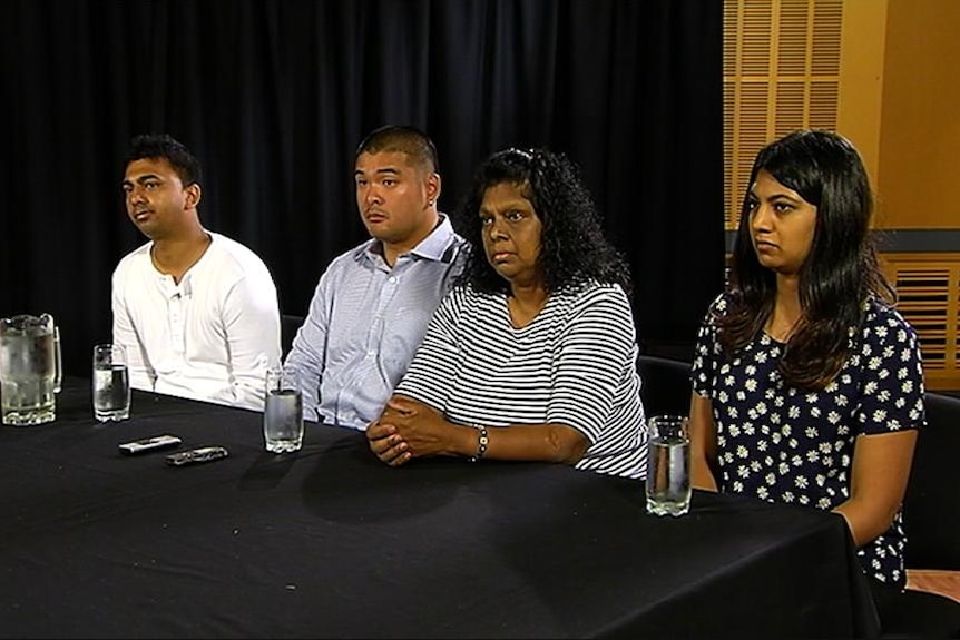 The families of Andrew and Myuran speak to the media on January 24.