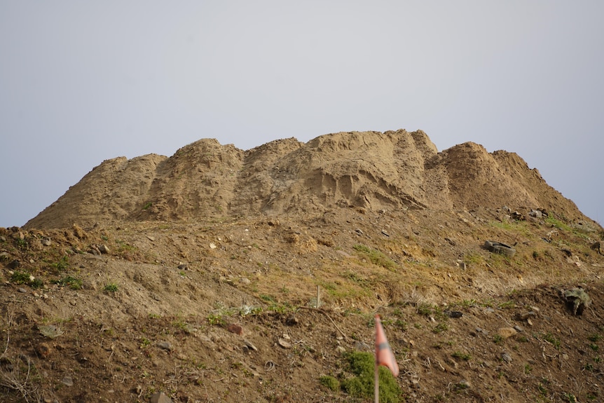 A large pile of brown dirt