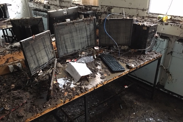 Flood damage at UTAS computer lab damage, May 11, 2018.