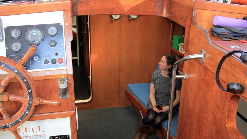 A picture of Sue Bowles inside the boat where Bob Chappell was murdered.