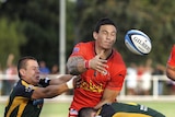 Sonny Bill Williams offloads during his debut for Toulon last Friday.