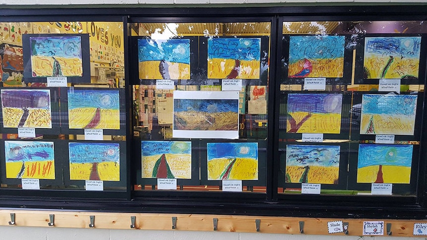 Vincent Van Gogh's Wheatfields with Crows as painted by Queensland prep students