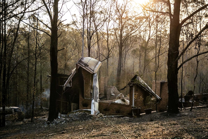 A ravaged home in Rainbow Flats