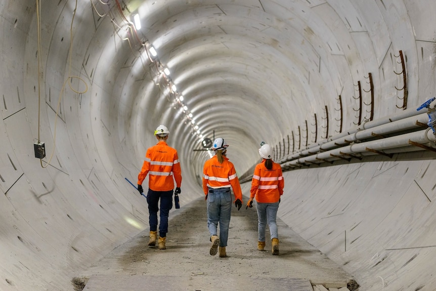 Train tunnels under the river