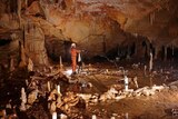 A cave containing circles made from broken stalagmites.