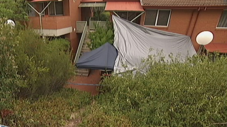 A tarp covers a units in Phillip where Miodrag Gajic was found dead.