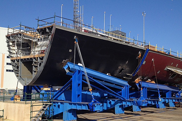 Destroyer under construction