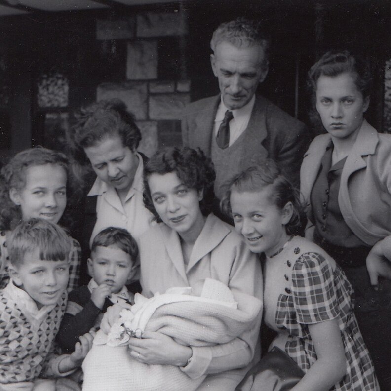 Latvian migrant Ieva Saulis with her family in 1950s