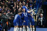 Chelsea celebrates Willian's goal against Barcelona