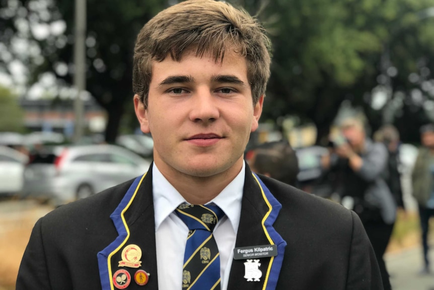 Christchurch Boys' High School head boy Fergus Kilpatrick in his uniform