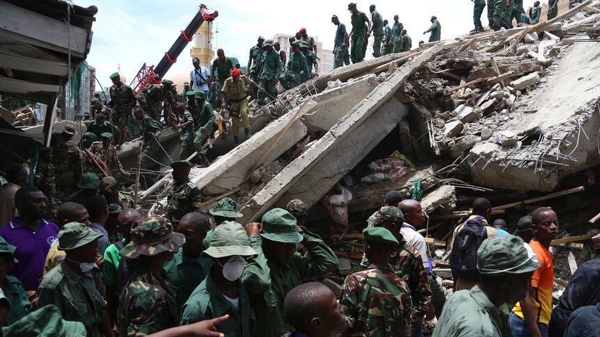 Rescuers scour building site collapse in Tanzania