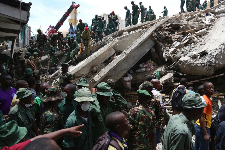 Rescuers scour building site collapse in Tanzania