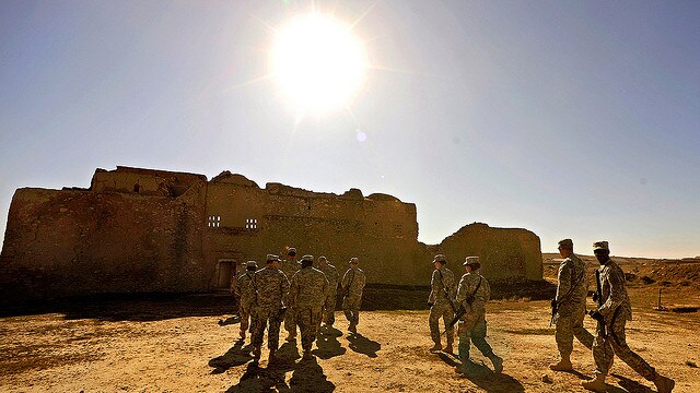 US Army soldiers tour Iraq's St Elijah monastery, a complex of buildings dating back to the 6th century.