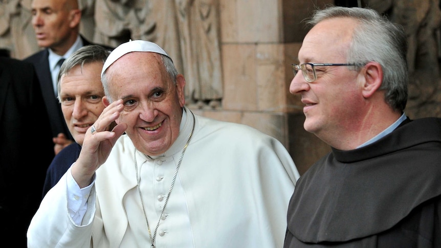 Pope Francis arrives at Rome's San Gregorio church