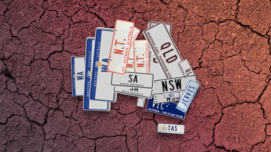 A pile of Australian Licence Plates