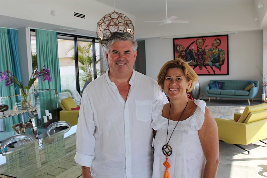 Shane and Pascaline Emms in their home at Bargara on Bundaberg's coast.