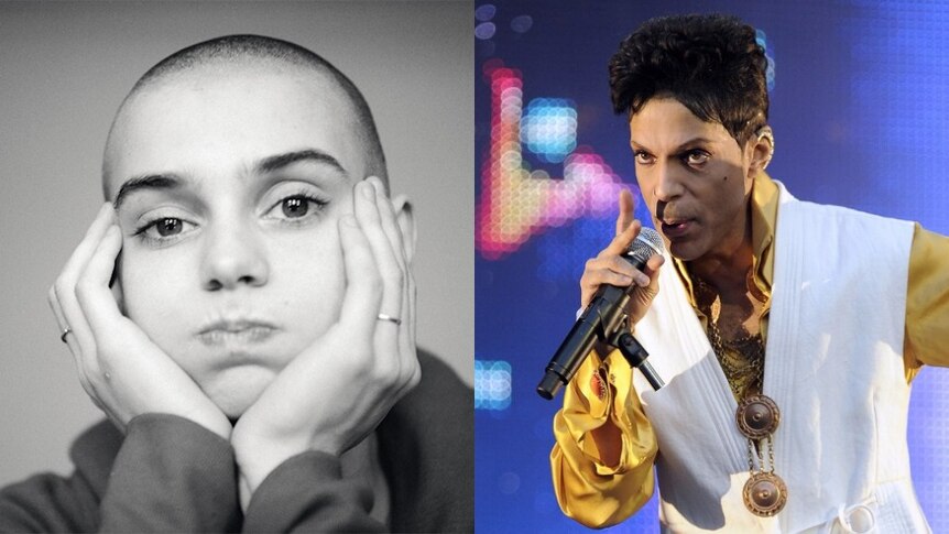 A composite image of Sinead O'Conner and Prince
