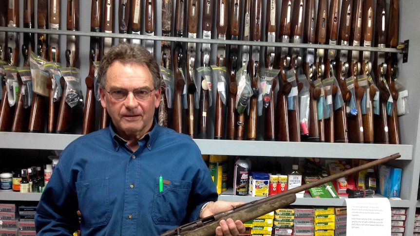Ray Williams at his New Norfolk gun shop