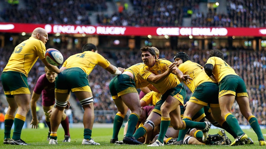 Familiar surrounds ... The Wallabies against England at their most recent visit to Twickenham last year