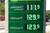 Petrol price sign at a service station in Sydney