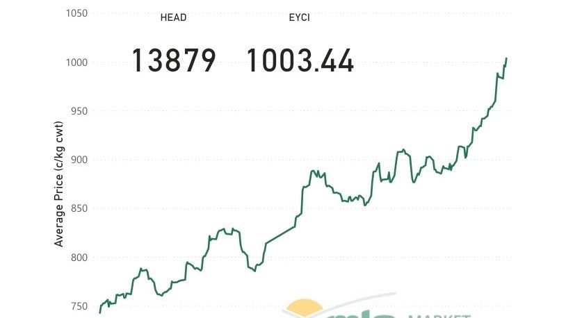 A graph of the Easteren Young Cattle Indicator at $10/kg