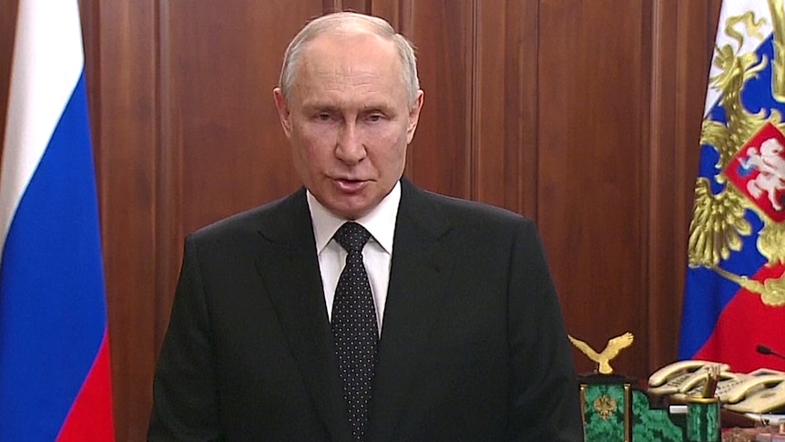 Putin addresses the nation in a televised speech. 