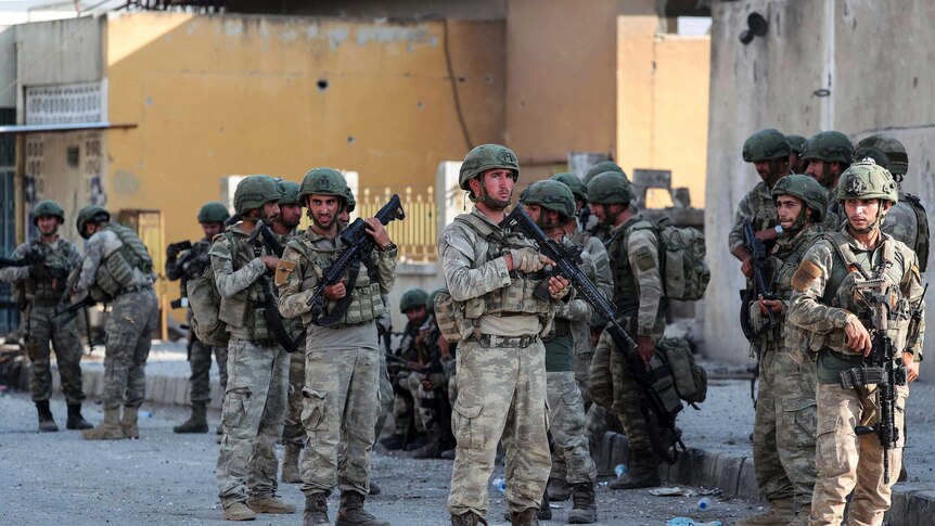 Turkish soldiers secure in Syrian town of Ras al Ayn