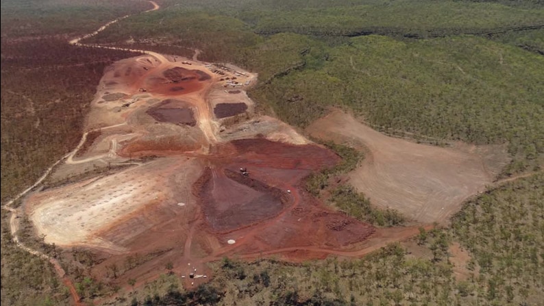 An aerial shot of the Roper Valley iron ore mine.