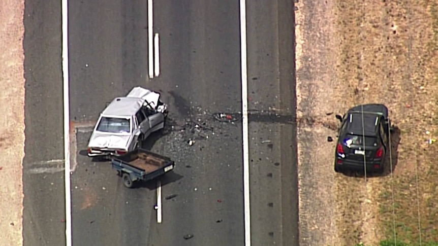 Two cars involved in a crash on the Sturt Highway.