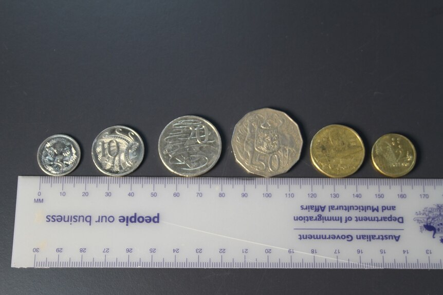 Australian coins in a row
