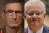 A composite photo of Angus Campbell and Scott Morrison.