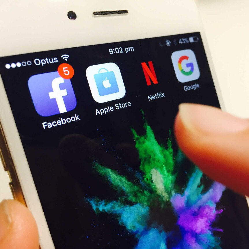 Facebook Apple Netflix Google apps on an iPhone screen