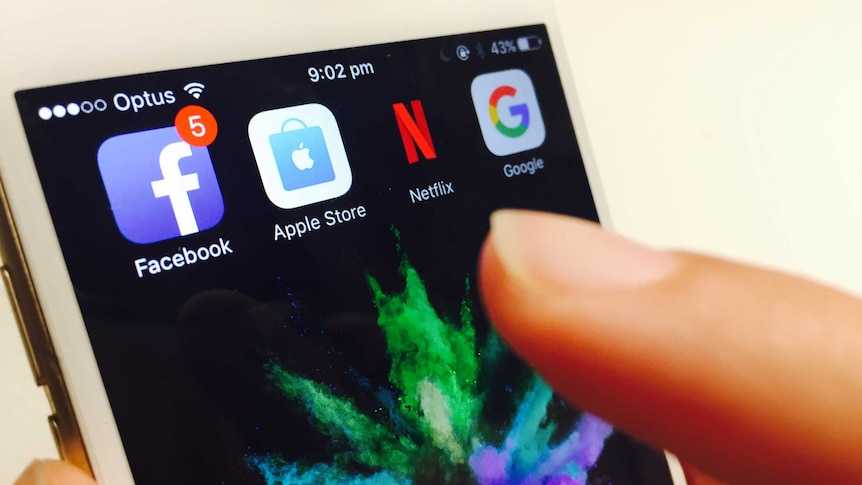 Facebook Apple Netflix Google apps on an iPhone screen