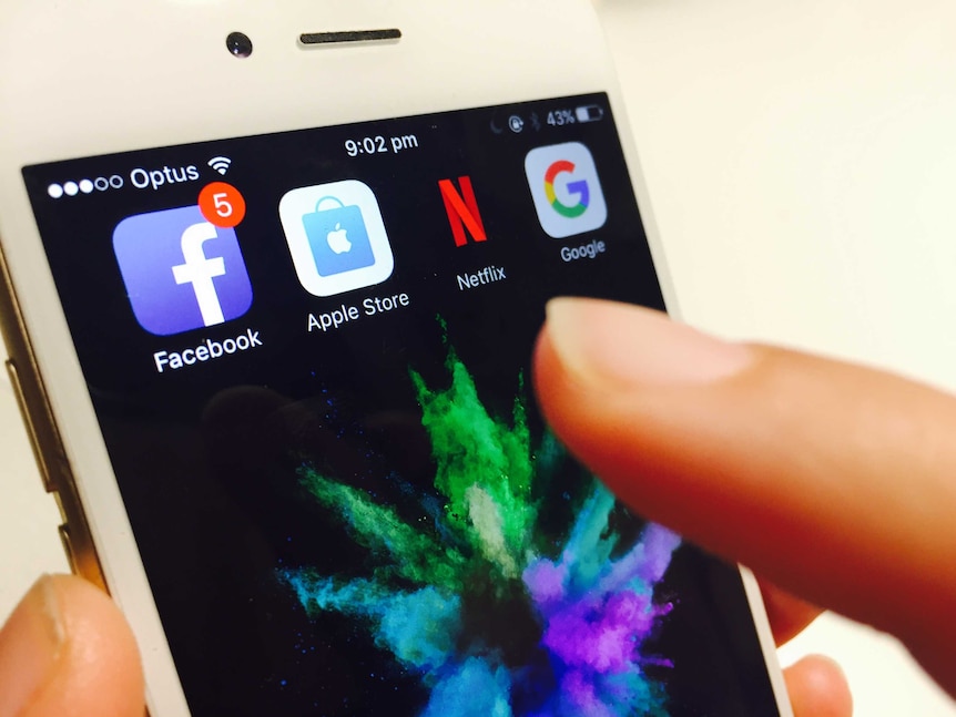 Facebook, Apple, Netflix and Google apps on an iPhone screen