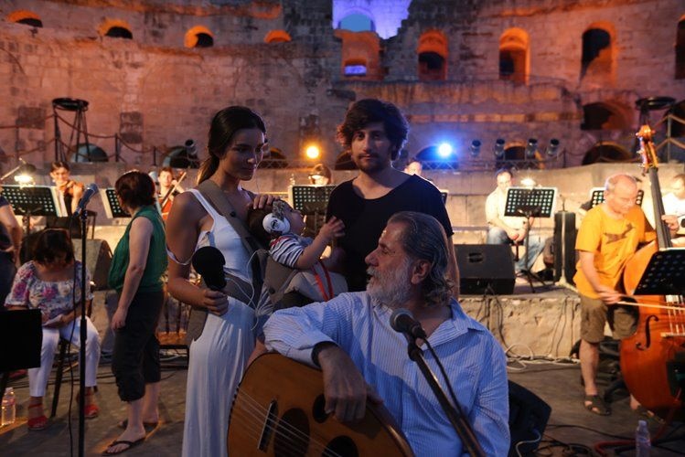 Producer, Mariam Saab and her son, with pianist Rami Khalife and Marcel Khalife