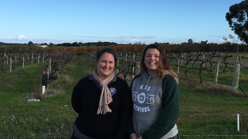 Donne Haynes and Natasha Perry with their vineyard