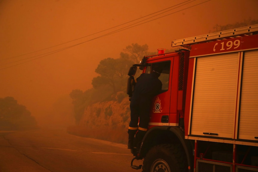 Firefighters are working to battle blazes near Athens